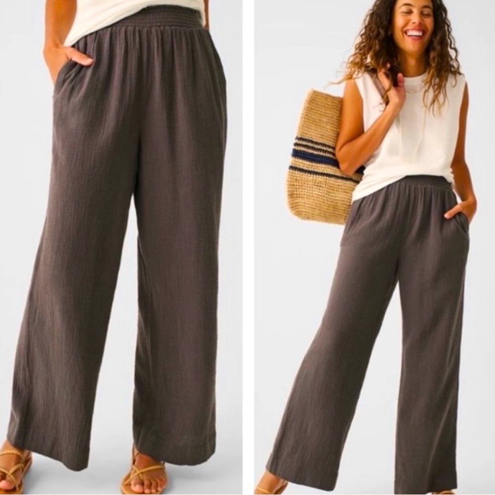 Faherty Dream Organic pants, gauze, wide leg and